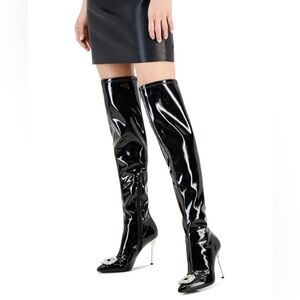 INC High Boots Black Glossy Over the knew‎